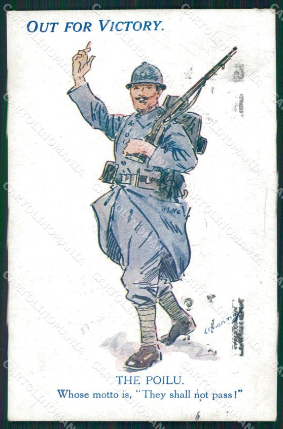 WWI WW1 Propaganda Patriotic War Humor French Soldier British postcard XF3445 – fronte