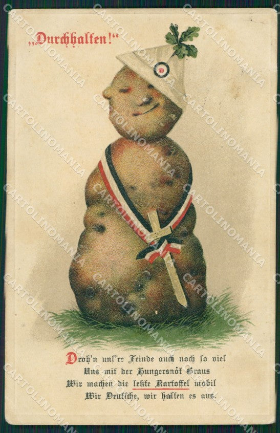 WWI WW1 German Propaganda Patriotic War Humor CORNER CREASE postcard XF3476 – fronte