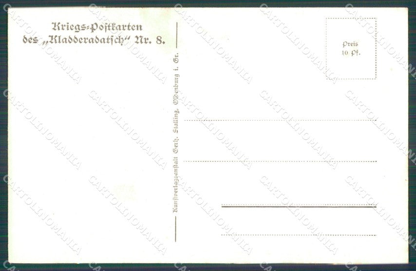WWI WW1 German Austrian Propaganda Patriotic War Humor postcard XF3483 – retro