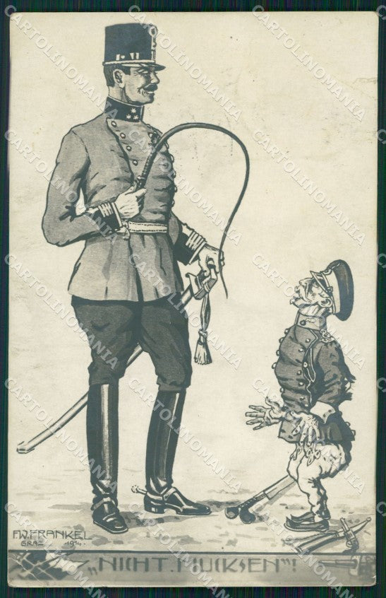 WWI WW1 Austrian Propaganda Patriotic War Humor CORNER CREASE postcard XF3487 – fronte