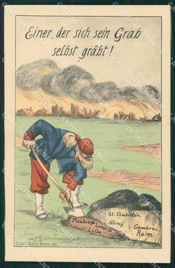WWI WW1 German Propaganda Patriotic War Humor Anti French postcard XF3502 – fronte