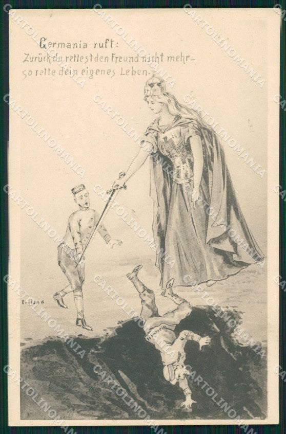 WWI WW1 German Propaganda Patriotic War Humor Anti British postcard XF3508 – fronte