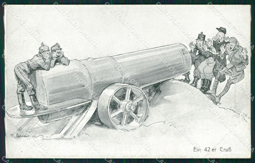 WWI WW1 German Austrian Propaganda Patriotic War Humor postcard XF3521 – fronte