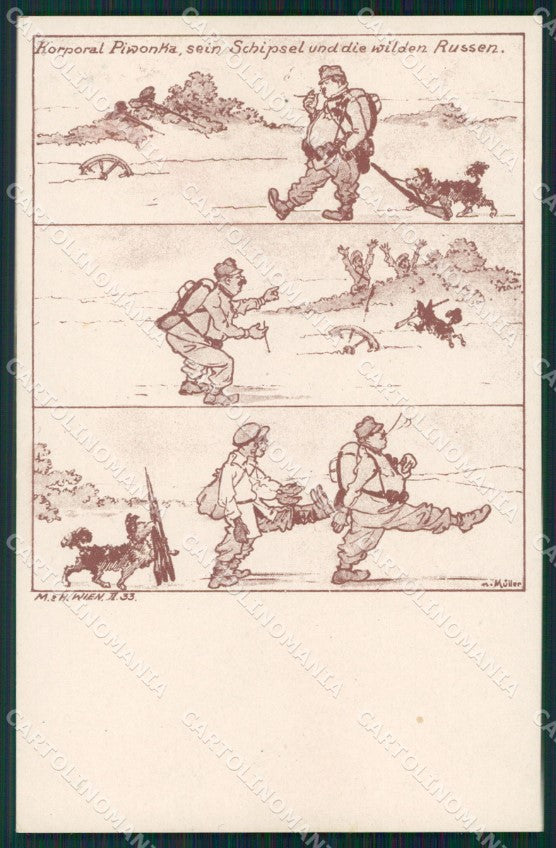 WWI WW1 Austrian Propaganda Patriotic War Humor Anti Russian postcard XF3529 – fronte