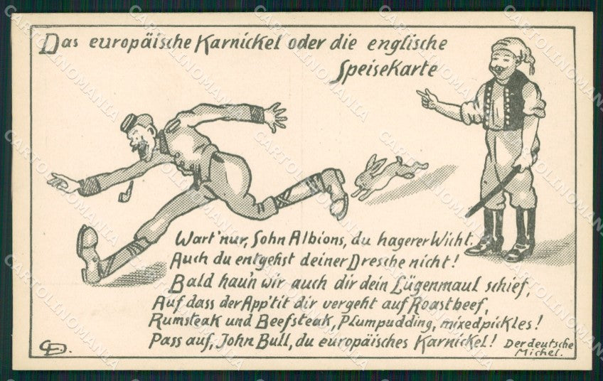 WWI WW1 German Propaganda Patriotic War Humor Anti British postcard XF3533 – fronte