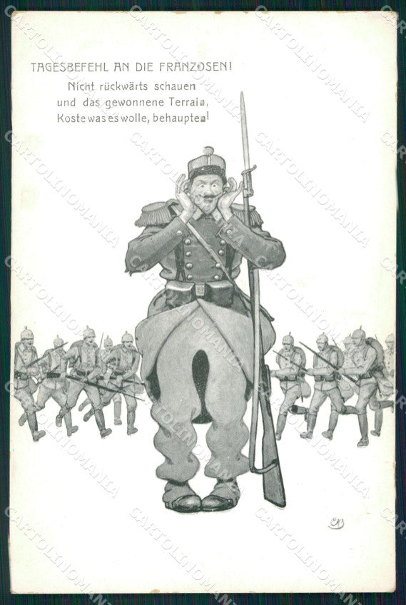 WWI WW1 German Propaganda Patriotic War Humor Anti French postcard XF3567 – fronte