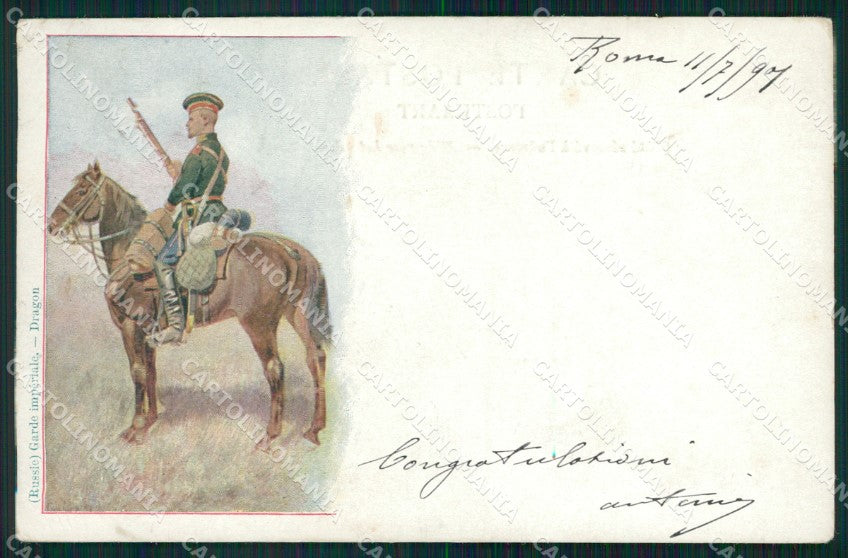 Military Russia Russian Soldier Horse Dragons postcard XF3650 – fronte