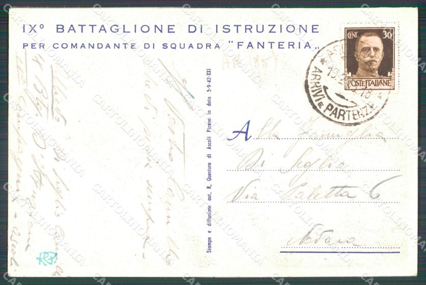 Militari IX Battaglione Istruzione Fanteria Spagnoli STRAPPINI cartolina XF3668 – retro
