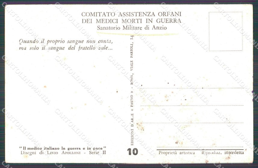 Militari Assistenza Orfani Sanatorio di Anzio Apolloni cartolina XF3685 – retro