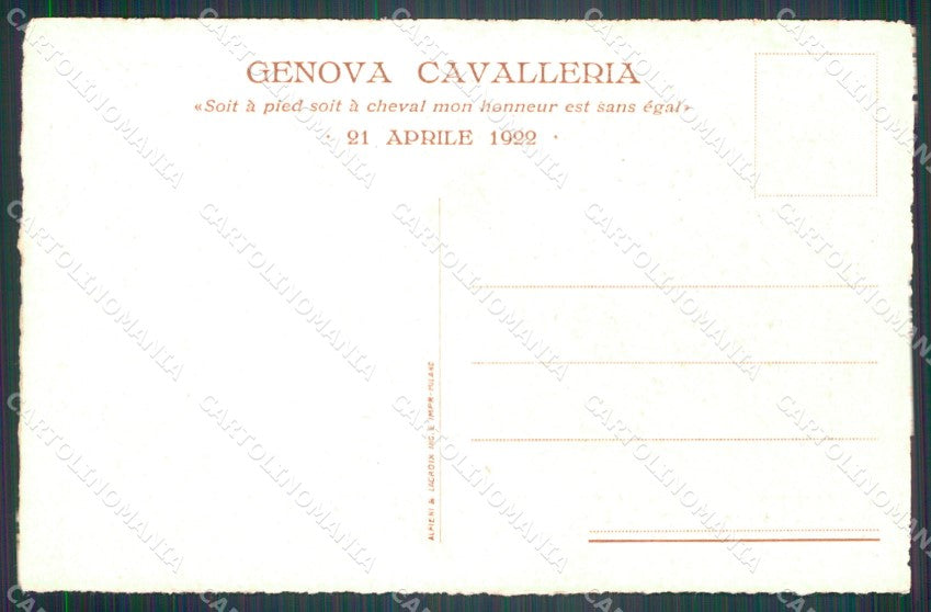 Militari Genova Cavalleria 1922 Stendardo cartolina XF3694 – retro