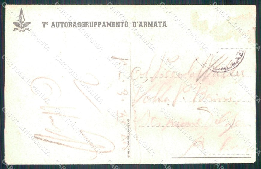 Militari V Autoraggruppamento Armata Motta PIEGATA cartolina XF3717 – retro