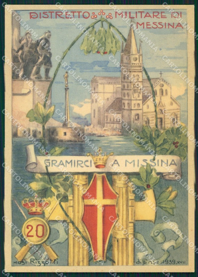 Militari Fascismo 20º Distretto Militare di Messina Rizzotti FG cartolina XF3744 – fronte