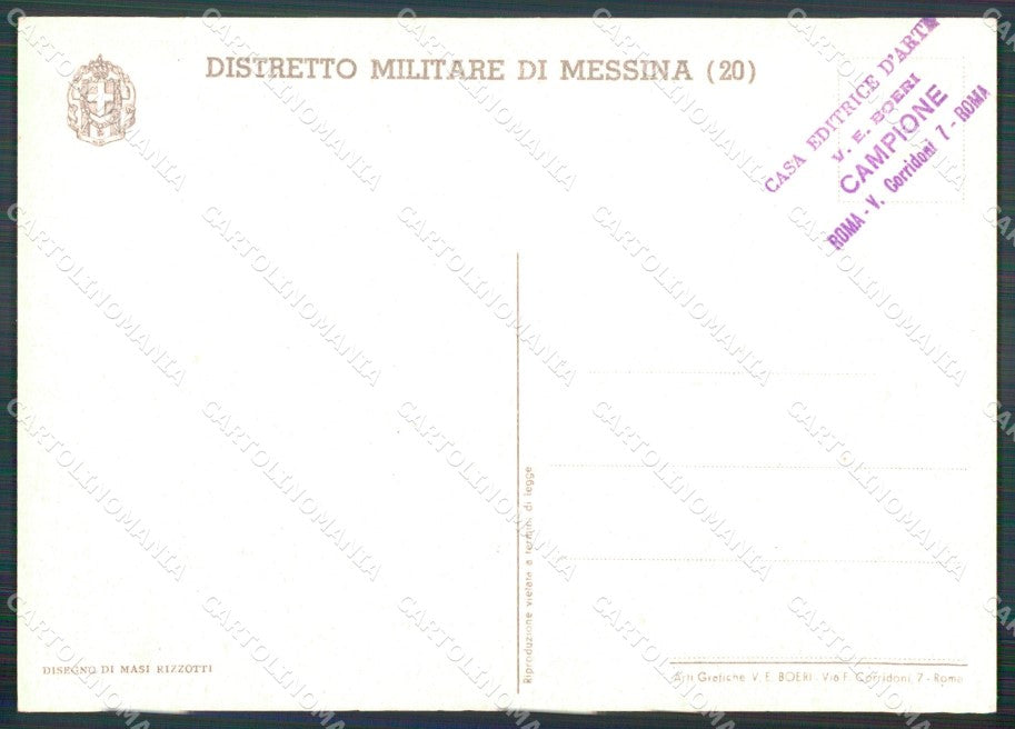 Militari Fascismo 20º Distretto Militare di Messina Rizzotti FG cartolina XF3744 – retro
