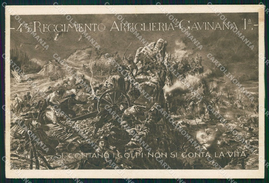 Militari 43º Reggimento Artiglieria Gavinana II RETRO BIANCO FG cartolina XF3756 – fronte