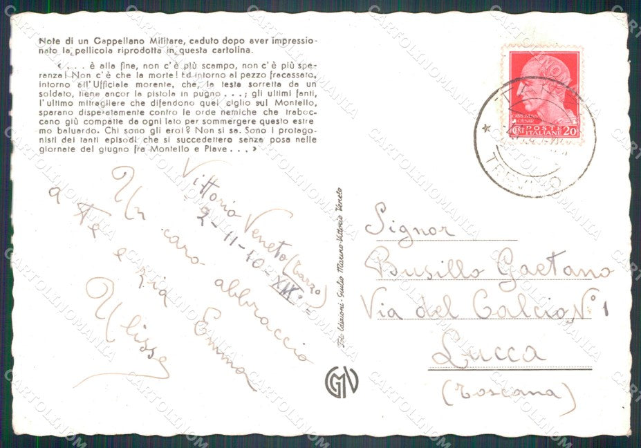 Militari Propaganda WWII WWI Sacro Montello FG cartolina XF3758 – retro