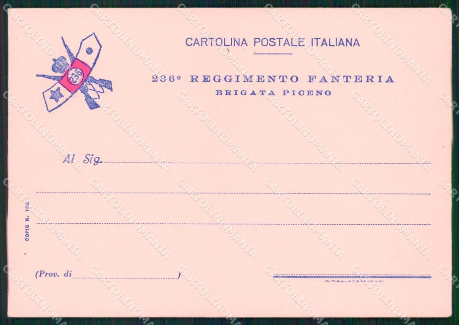 Militari 236º Reggimento Fanteria Brigata Piceno FG cartolina XF3761 – fronte