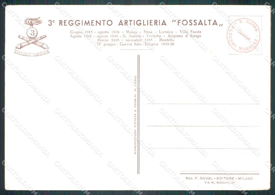 Militari III Reggimento Artiglieria Fossalta Gorizia 1916 FG cartolina XF3786 – retro