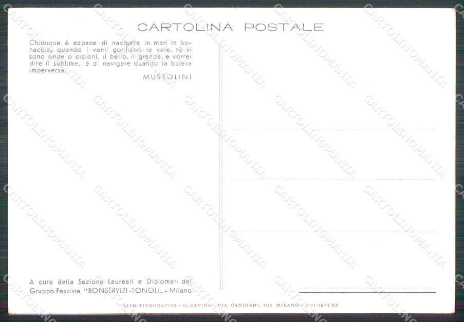 Militari Fascismo Gruppo Laureati Diplomati Tonoli Milano FG cartolina XF3881 – retro