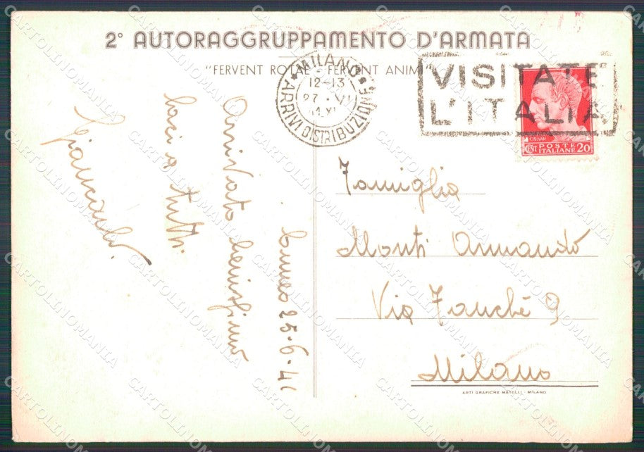 Militari II Autoraggruppamento D'Armata Bray FG cartolina XF3992 – retro