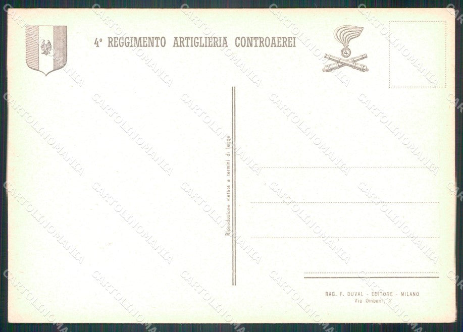 Militari IV Reggimento Artiglieria Controaerei FG cartolina XF3996 – retro