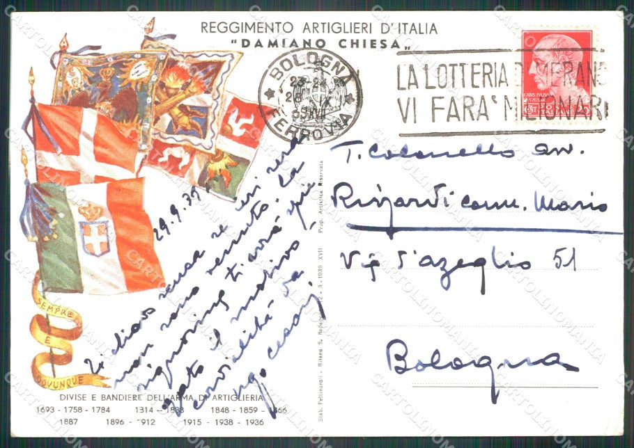 Militari Reggimento Artiglieri Damiano Chiesa PIEGHINA FG cartolina XF4149 – retro
