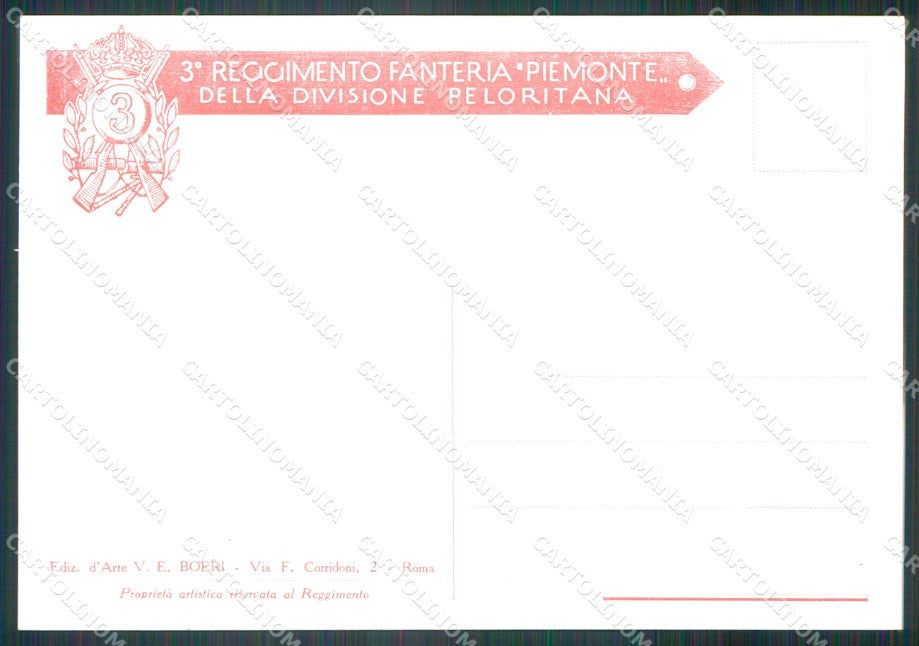 Militari III Fanteria Piemonte Divisione Peloritana FG cartolina XF4175 – retro