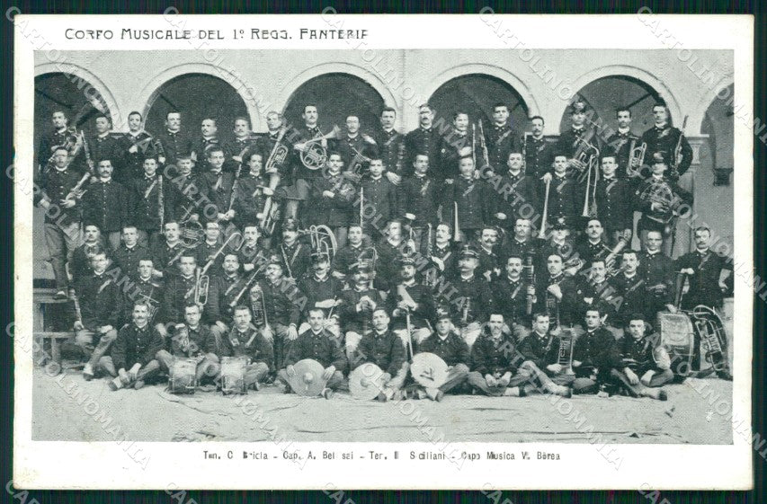 Militari Reggimentali I° Reggimento Fanteria Corpo Musicale cartolina XF4188 – fronte