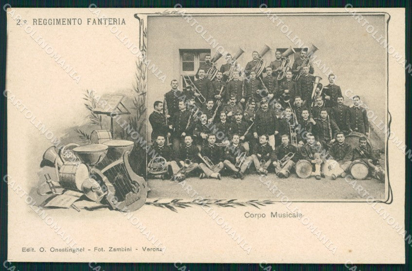 Militari Reggimentali II° Reggimento Fanteria Corpo Musicale cartolina XF4205 – fronte