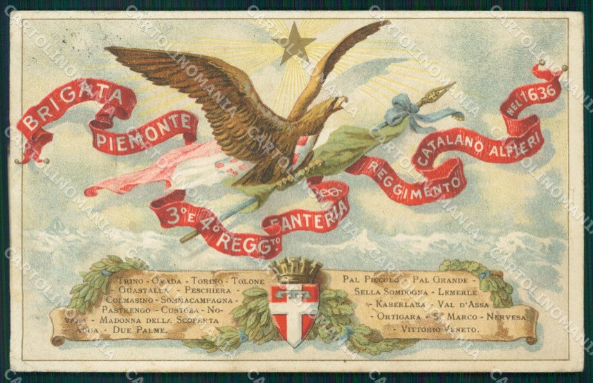 Militari III° IV° Reggimento Fanteria Brigata Piemonte PIEGHE cartolina XF4214 – fronte