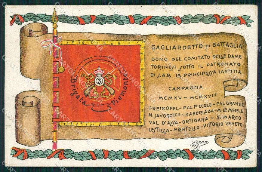 Militari Reggimentali III° Reggimento Fanteria Brigata Piemonte cartolina XF4215 – fronte