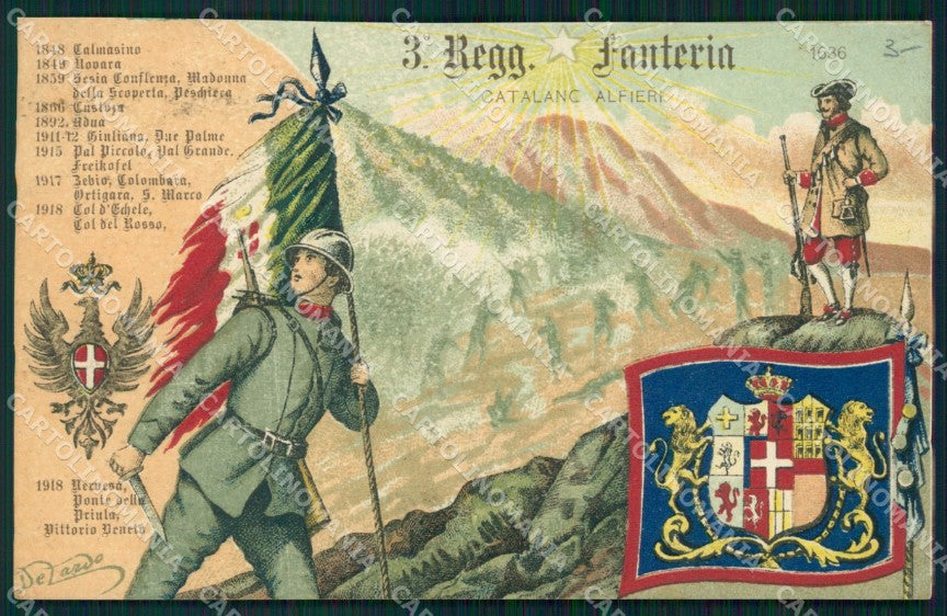 Militari Reggimentali III° Reggimento Fanteria Brigata Piemonte cartolina XF4221 – fronte
