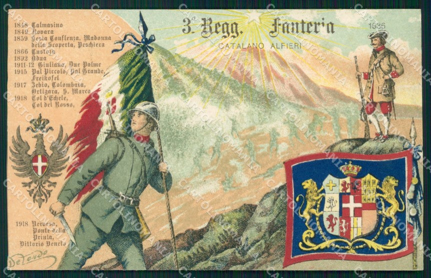 Militari Reggimentali III° Reggimento Fanteria Brigata Piemonte cartolina XF4222 – fronte
