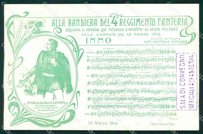 Militari Reggimentali IV° Reggimento Fanteria Inno Spartito cartolina XF4232 – fronte