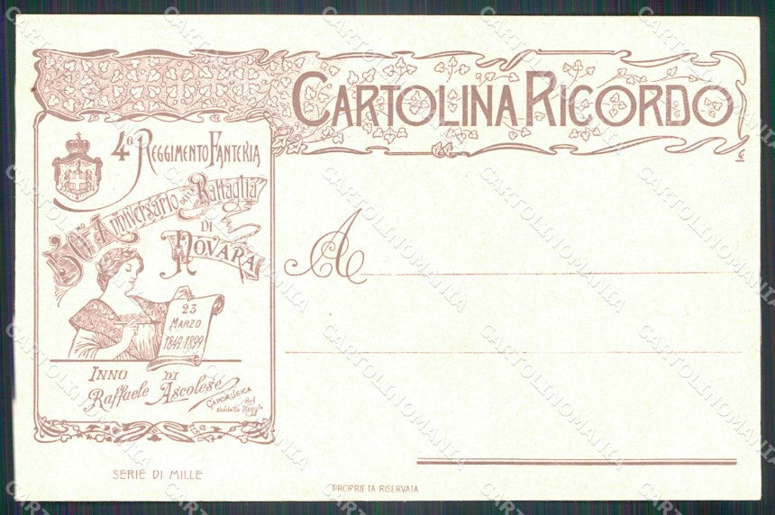Militari Reggimentali IV° Reggimento Fanteria Inno Spartito cartolina XF4232 – retro
