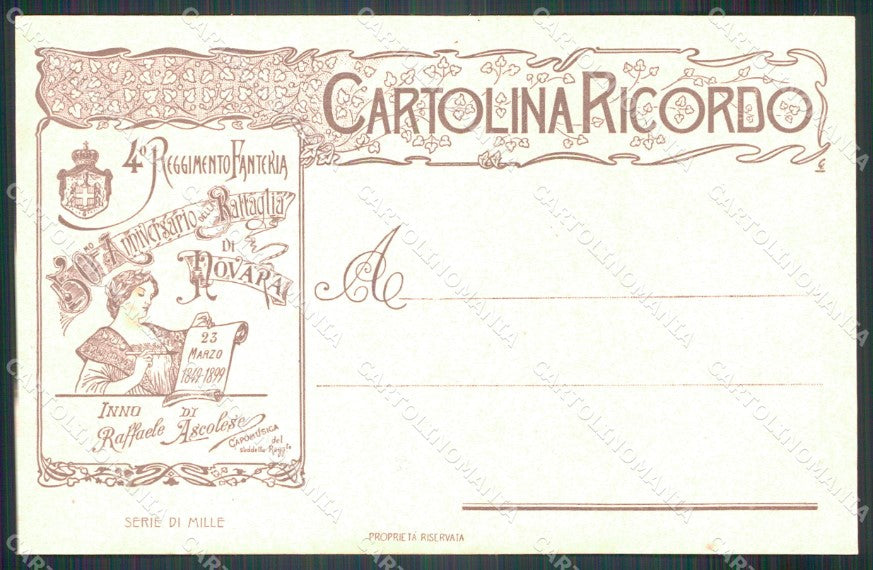 Militari Reggimentali IV° Reggimento Fanteria Inno Spartito cartolina XF4233 – retro