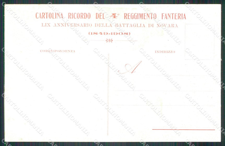 Militari IV° Reggimento Fanteria Anniversario Battaglia Novara cartolina XF4234 – retro