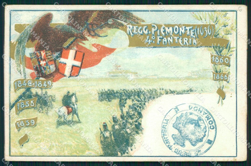 Militari Reggimentali IV° Reggimento Fanteria Piemonte PIEGA cartolina XF4236 – fronte