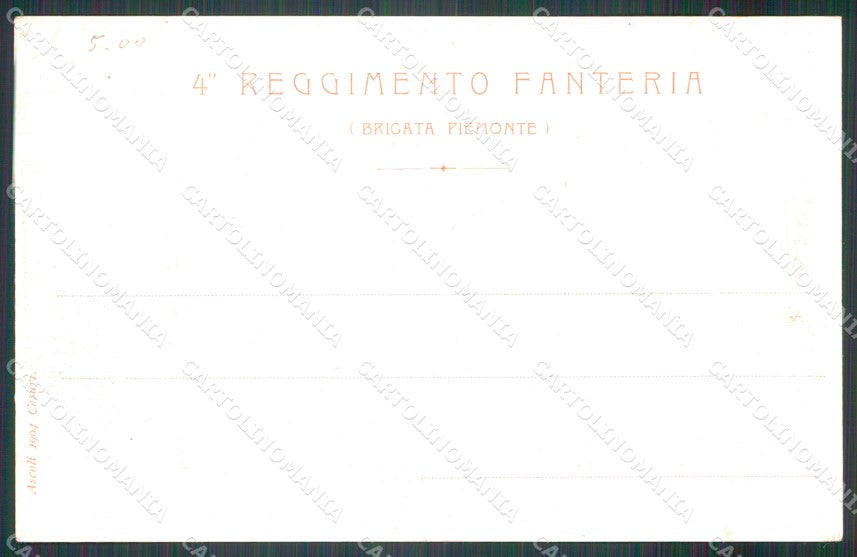Militari Reggimentali IV° Reggimento Fanteria Piemonte cartolina XF4242 – retro