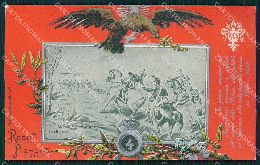 Militari Reggimentali IV° Reggimento Fanteria Piemonte cartolina XF4244 – fronte
