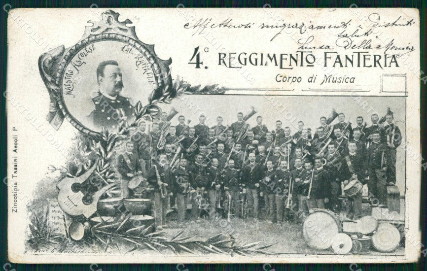 Militari Reggimentali IV° Reggimento Fanteria Corpo di Musica cartolina XF4249 – fronte