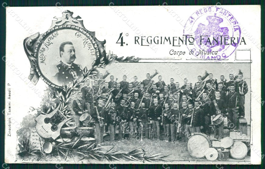 Militari Reggimentali IV° Reggimento Fanteria Corpo di Musica cartolina XF4250 – fronte