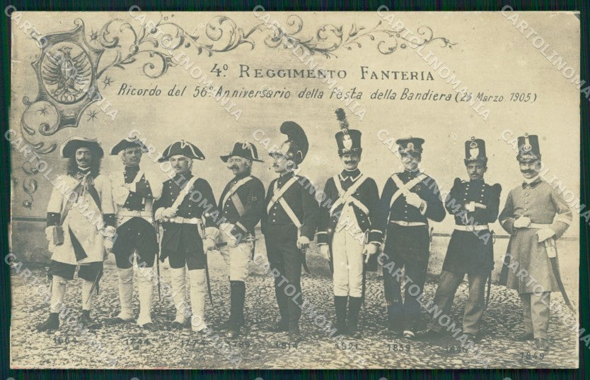 Militari IV° Reggimento Fanteria Festa Bandiera 1905 Foto cartolina XF4252 – fronte
