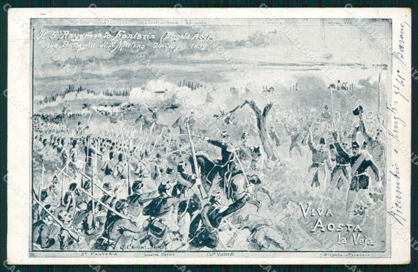 Militari Reggimentali V° Reggimento Fanteria Aosta Cenni cartolina XF4259 – fronte