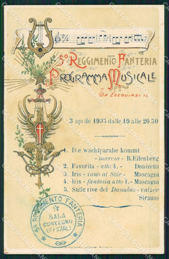 Militari V° Reggimento Fanteria Aosta Programma Musicale cartolina XF4266 – fronte