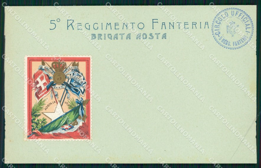 Militari Reggimentali V° Reggimento Fanteria Aosta cartolina XF4268 – fronte