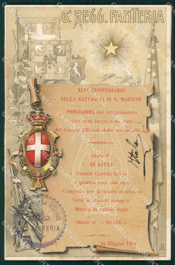 Militari Reggimentali VI° Reggimento Fanteria Chieti cartolina XF4281 – fronte