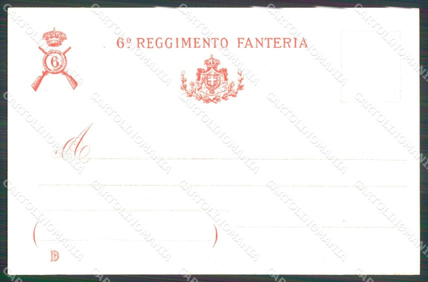 Militari Reggimentali VI° Reggimento Fanteria cartolina XF4282 – retro