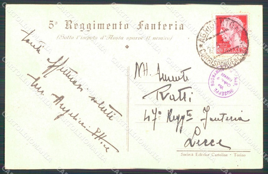 Militari Reggimentali VI° Reggimento Fanteria 1936 cartolina XF4284 – retro
