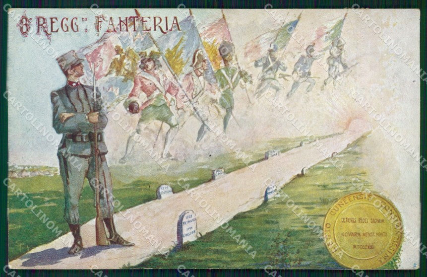 Militari Reggimentali VIII° Reggimento Fanteria cartolina XF4312 – fronte