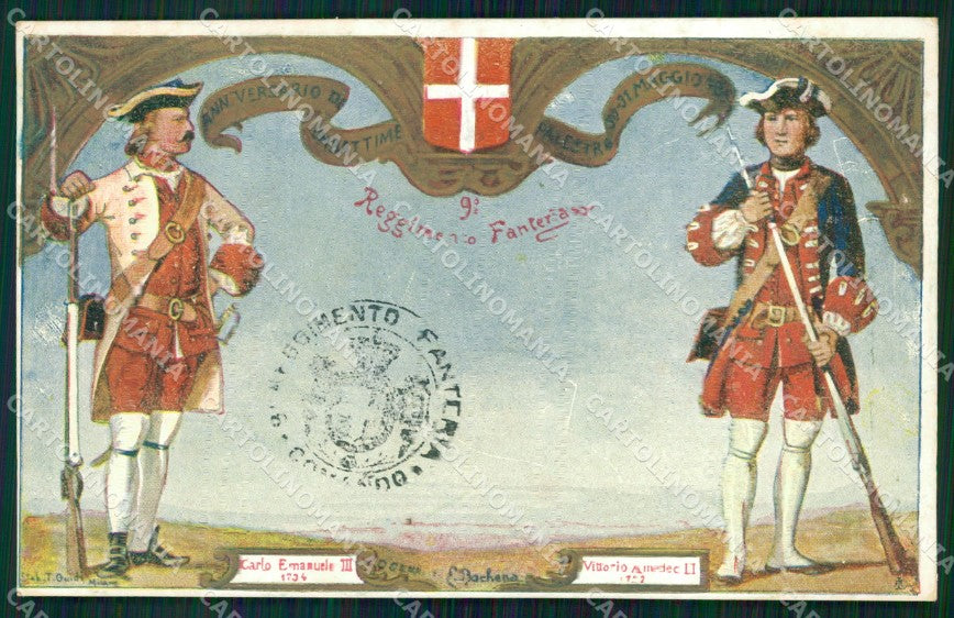 Militari Reggimentali IX° Reggimento Fanteria cartolina XF4321 – fronte